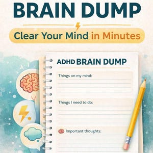 ADHD Brain Dump Printable | Task Dump Planner | Overthinking Worksheet | Mental Declutter Page | ADHD Planner Insert | Anxiety Brain Dump