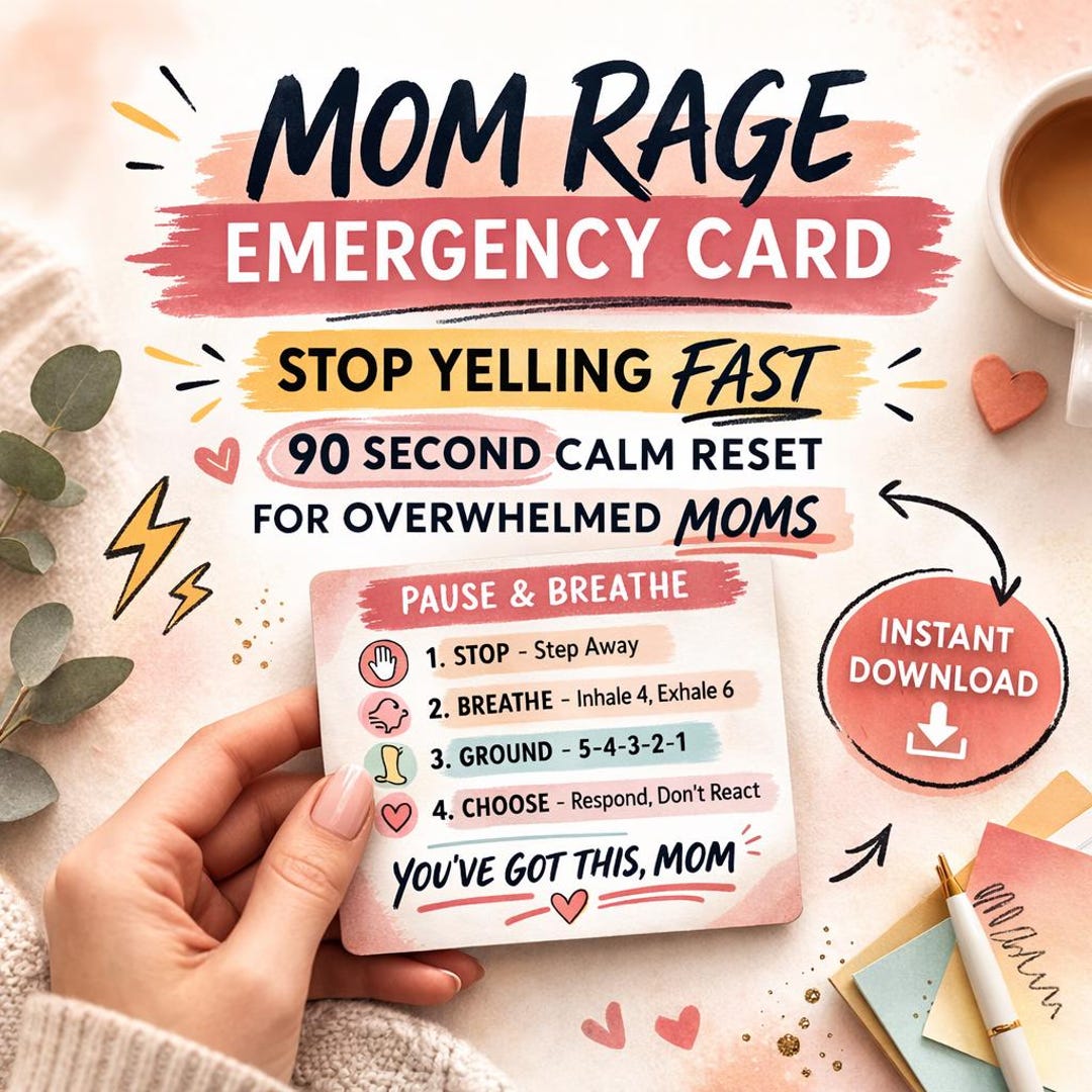 Mom Rage Book Mom Rage Emergency Card Printable |9 Stop Yelling Fast Tool for ...