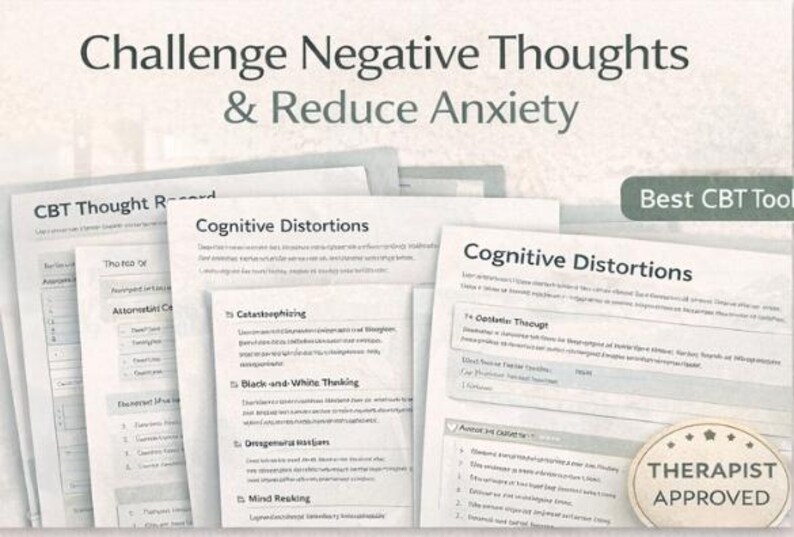 CBT Thought Record Worksheet | Anxiety Therapy Worksheets | Cognitive ...