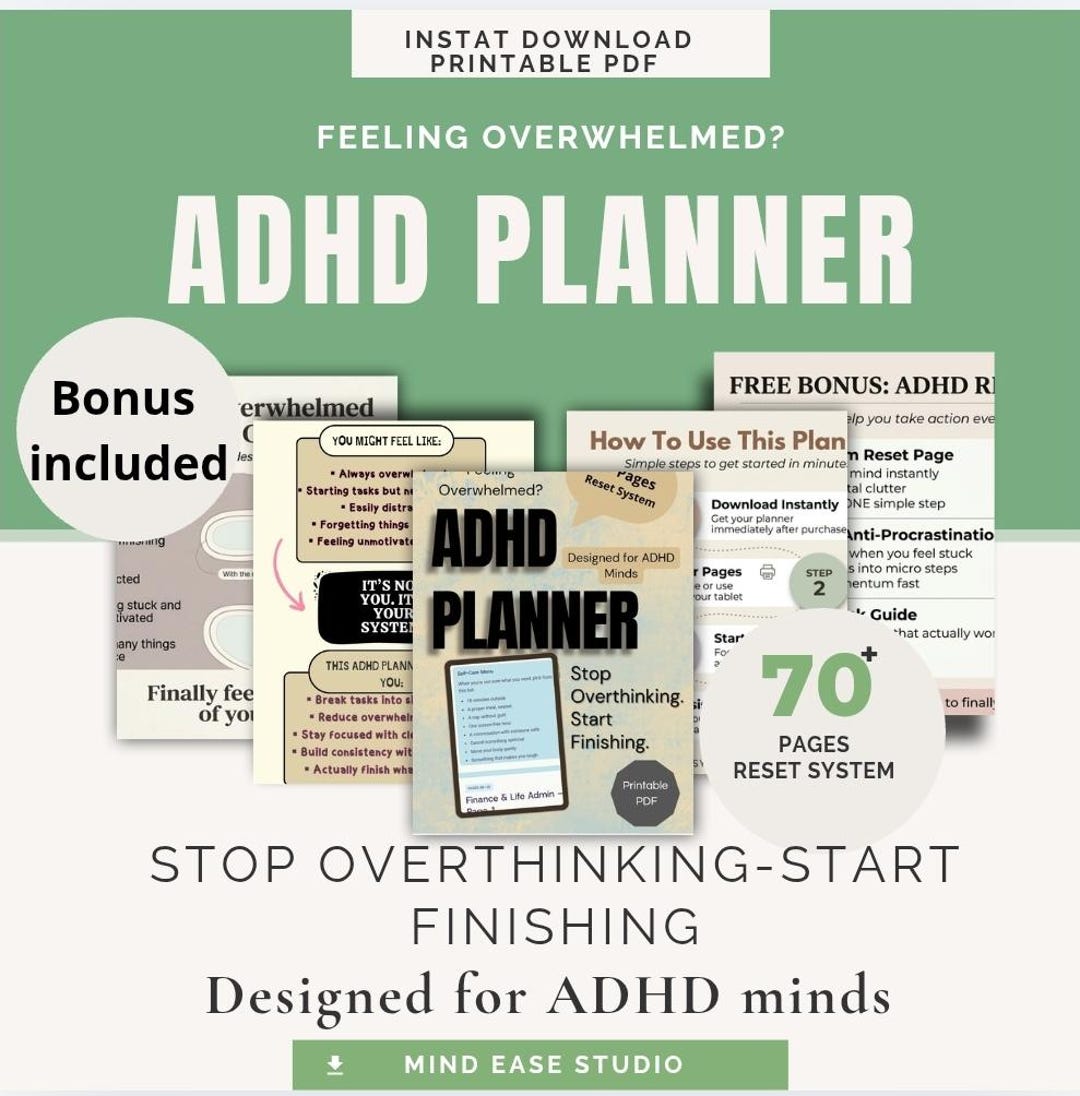 ADHD Planner Printable | Anti Overwhelm Reset System | Daily Focus ...