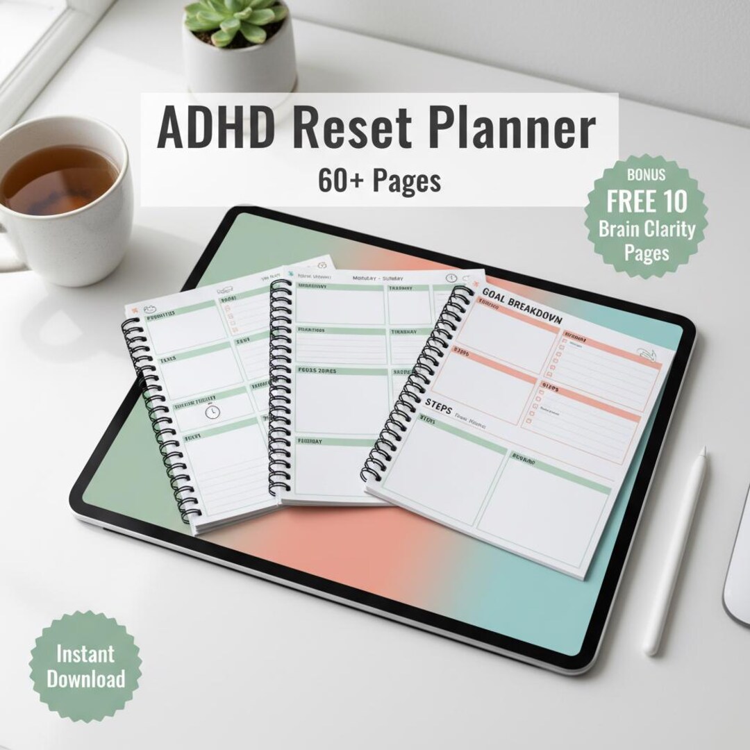 ADHD Planner Bundle Printable | Executive Dysfunction Planner | ADHD ...