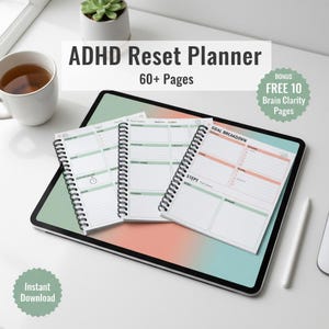 ADHD Planner Bundle Printable | Executive Dysfunction Planner | ADHD Reset Planner | Dopamine Menu & Brain Dump | ADHD Productivity Planner