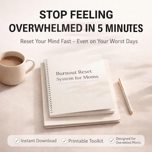 Burnout Reset Workbook for Moms | Overwhelmed Mom Printable | Mental Load Reset | Stop Overthinking | Anxiety Relief Planner |Self Care tool