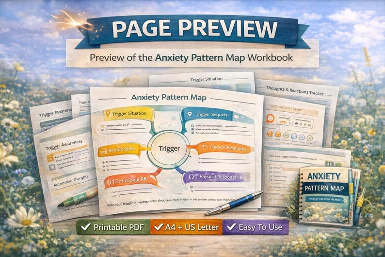 Anxiety Pattern Map Worksheet | Identify Anxiety Triggers & Reactions ...