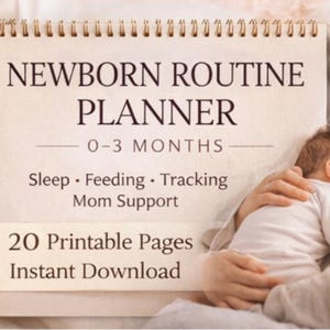 Planilha imprimível para a rotina diária do recém-nascido | Rastreador de sono e alimentação do bebê de 0 a 3 meses | Organizador para mães no pós-parto em PDF