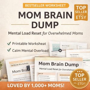 Mom Brain Dump Printable | Mental Load Reset Worksheet for Overwhelmed Moms | Stop Overthinking Mom Planner | ADHD Mom Tool