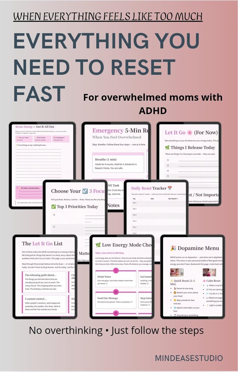 ADHD Planner for Moms Printable | Overwhelmed Mom Reset | Brain Dump ...