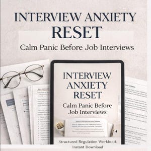 Interview Anxiety Relief Workbook – Calm Panic Before Job Interviews & Stop Overthinking Fast (Printable PDF)