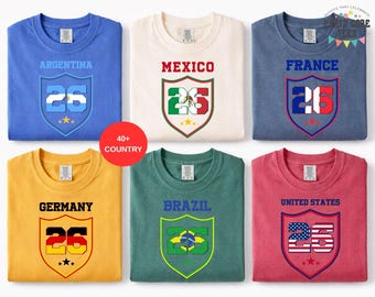 Soccer 2026 Shirt, World Game Country Flag Tee, USA Mexico Canada Brazil Team Tee, Soccer Fan Gift Tournament