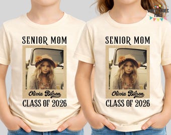 Custom Senior Mom 2026 Vintage Photo Shirt, Class of 2026, Graduation Shirt, High School Senior Shirt, Custom Shirt With Picture