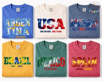 World Soccer 2026 Country Icons Shirt, 2026 World Soccer USA T-Shirt, Soccer Graphic Tee, Soccer Fan Shirt, National Teams Tee