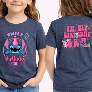 Stitch Birthday Shirt, Disney Family Birthday Tee, In My Birthday Era Tees, Angel and Stitch Birthday Girl Shirt, Stitch Toddler Kids image 2