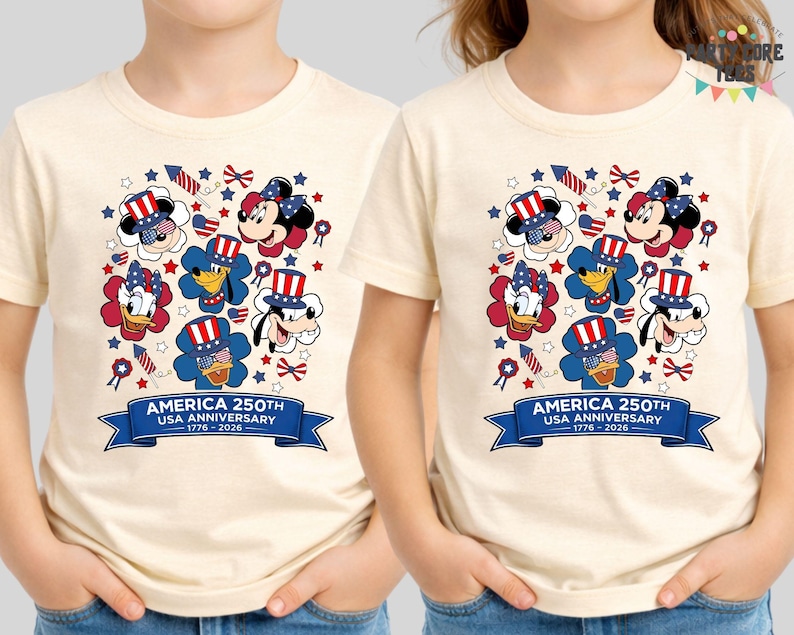 Mickey and Friends 4th July 2026 Shirt, Disney Independence Day Tee, Disneyland Family, Walt Disney World T-shirt image 1