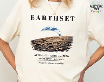 Earthset Artemis II Tshirt, Moon Earth View Tee, Space Minimalist T-Shirt, NASA Shirt, Back to the moon Tee