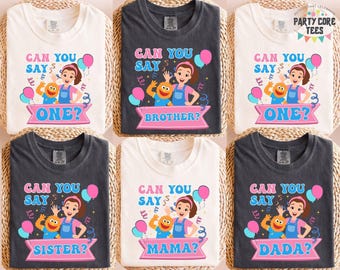 Gepersonaliseerd Can You Say One-shirt, T-shirt van Rachel And Herbie, Can You Say Mama T-shirts, aangepast T-shirt van mevrouw Rachel Birthday Girl, bijpassende T-shirt voor familie