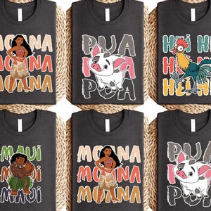 Camiseta a juego de Moana de Disney, camiseta Hei Hei Moana Pua Maui, camiseta familiar de Disney, camiseta de Disneyworld, camiseta familiar de Moana, camiseta de vacaciones en Disneyland imagen 2