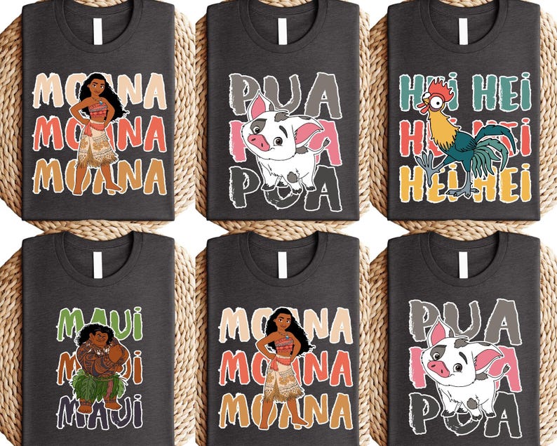 Camiseta a juego de Moana de Disney, camiseta Hei Hei Moana Pua Maui, camiseta familiar de Disney, camiseta de Disneyworld, camiseta familiar de Moana, camiseta de vacaciones en Disneyland imagen 2