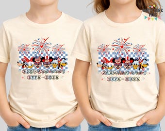 Mickey And Friends US 250 Years Signature Shirt, Disney 250th America Anniversary T-Shirt, Independence Day Shirt, Patriotic 2026 Tee