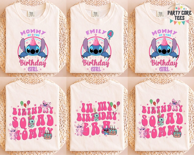 Stitch Birthday Shirt, Disney Family Birthday Tee, In My Birthday Era Tees, Angel and Stitch Birthday Girl Shirt, Stitch Toddler Kids image 1
