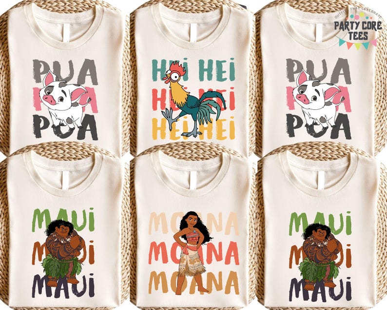 Camiseta a juego de Moana de Disney, camiseta Hei Hei Moana Pua Maui, camiseta familiar de Disney, camiseta de Disneyworld, camiseta familiar de Moana, camiseta de vacaciones en Disneyland imagen 1
