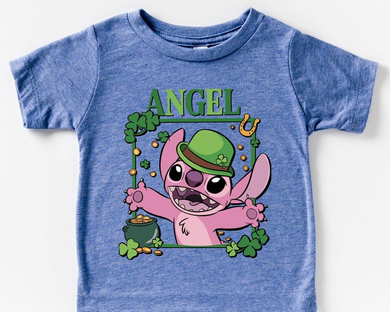 Camiseta retro de Disney Stitch con ángel a cuadros circulares, camiseta de pareja de Stitch con ángel, camiseta de regalo de Disney, camiseta para viaje familiar a Disneyland imagen 2