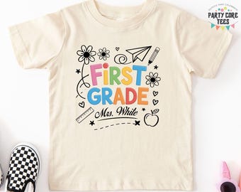 Personalized First Grade Teacher Shirt, Custom 1st Grade Teacher Shirt, First Day of School Gift, Teacher Appreciation Gifts
