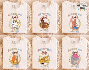 Disney Coquette Bow Happiest Mom on Earth Shirt, Disney Mother's Day Gift, Mrs, Pott Chip T-Shirt, Mommy and Daughter Shirt, Gift For Mom