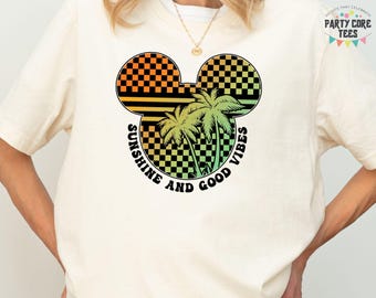 Mickey Head Summer Shirt, Sunshine and Good Vibes Shirt, Disney Family Matching Shirt, Disneyland Shirt, Summer Beach Tee