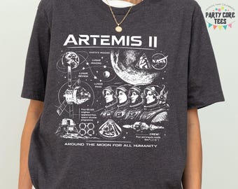 Artemis II Moon NASA Mission T-Shirt, Space Exploration Shirt, Artemis 2 Around The Moon Vintage Tee