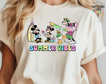 Mickey And Friends Summer Vibes Shirt, Disney Summer Trip Tee, Camping Shirt, Disneyland Summer Family Vacation Tee