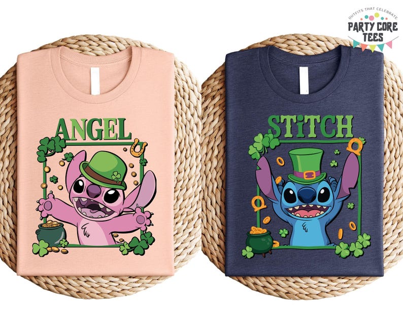 Camiseta retro de Disney Stitch con ángel a cuadros circulares, camiseta de pareja de Stitch con ángel, camiseta de regalo de Disney, camiseta para viaje familiar a Disneyland imagen 3