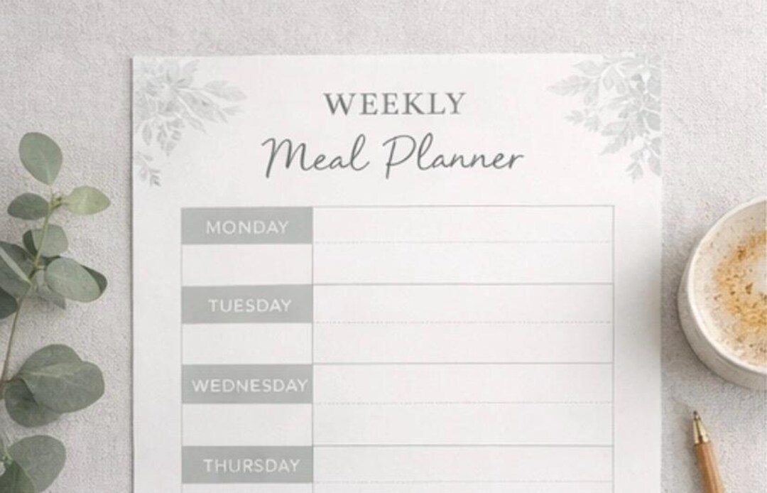 Weekly Meal Planner Printable | Minimalist Kitchen Organizer (PDF ...