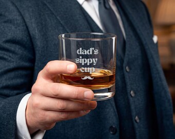 Grawerowana szklanka do whisky, kubek niekapek dla taty, prezent na Dzień Ojca, podstawa obciążona 10,5 uncji