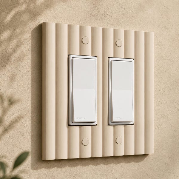 Modern Fluted Double Rocker Switch Cover, Japandi Decora Wall Plate, Ribbed Minimalist Light Switch Cover