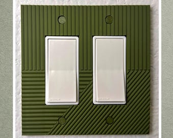 Double Rocker Switch Cover, Fluted Wall Plate, Modern Ribbed Light Switch Cover, Minimalist Decor, Architectural Wall Plate