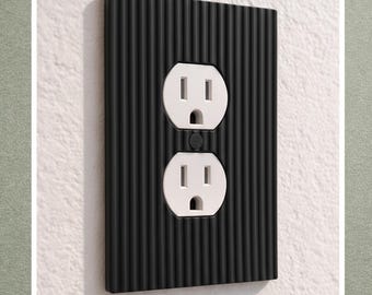 Duplex Outlet Cover: Modern Fluted Architectural Wall Plate, Minimalist Decor
