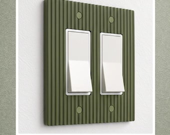 Double Rocker Switch Cover: Modern Fluted Architectural Plate, Minimalist Decor