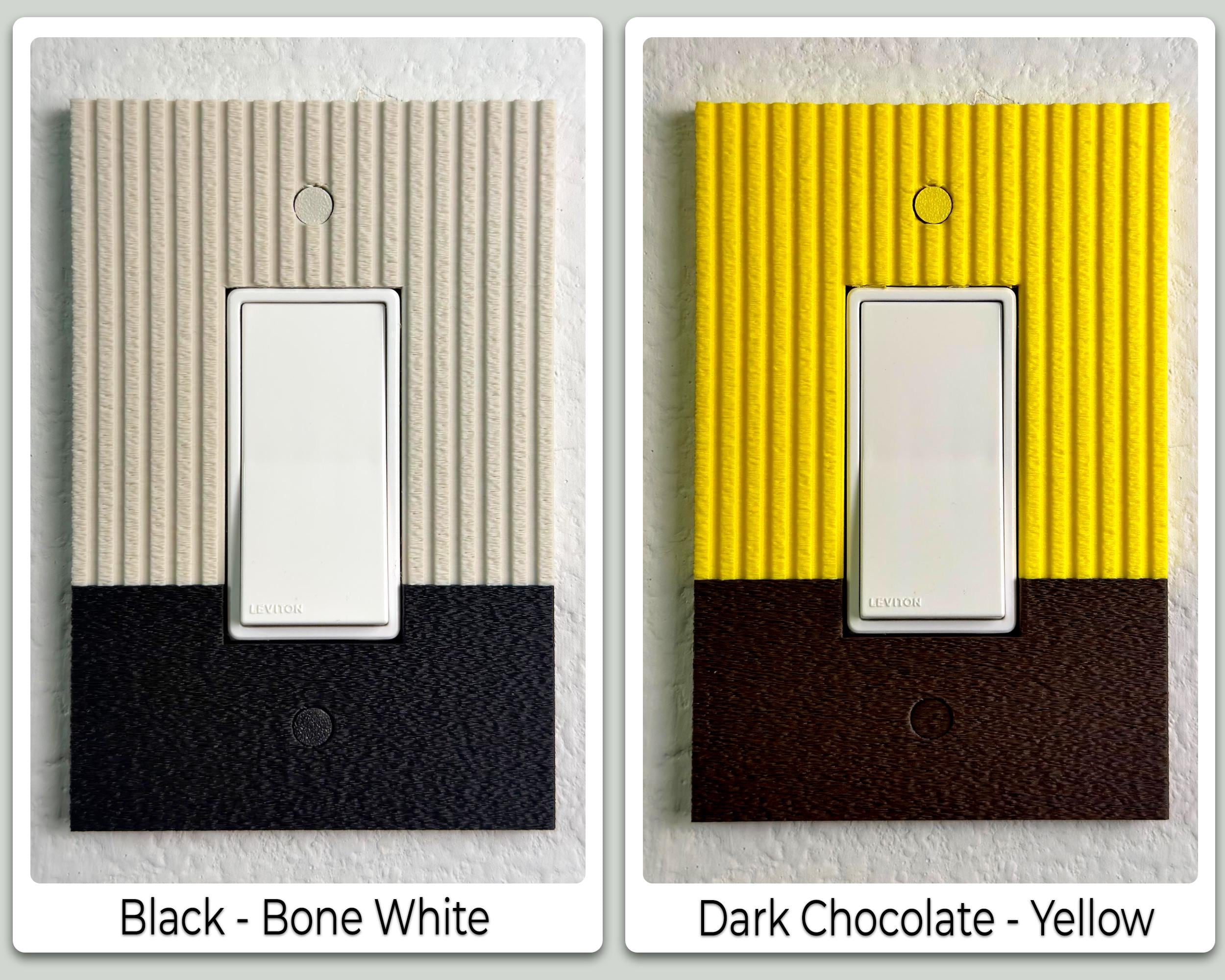 Two Tone Rocker Double Rocker Switch Cover, Two Tone Wall Plate, Fluted Modern Light ...
