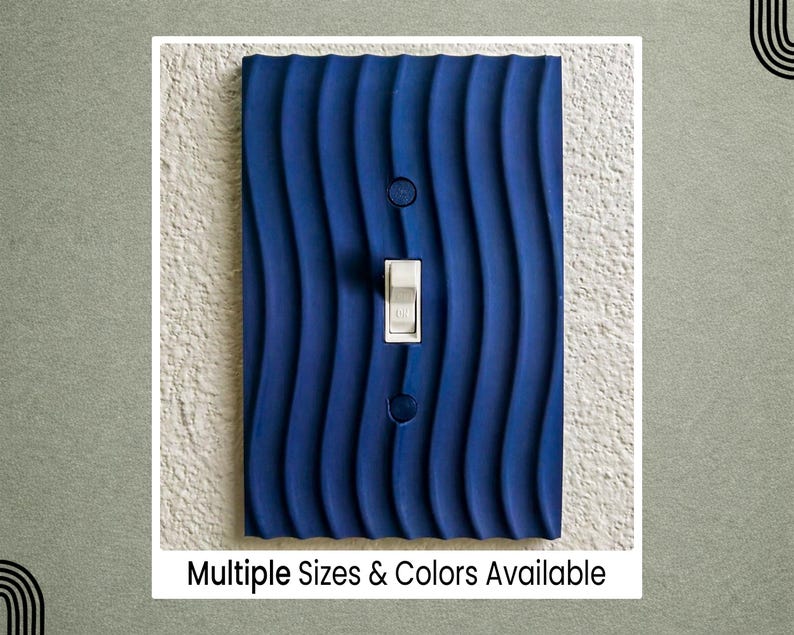 Light Switch Cover, Toggle Switch Plate, Modern Wavy Wall Plate, 3D Printed Toggle Cover, Architectural Minimalist Decor image 1