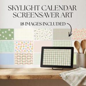 Paquete de salvapantallas con calendario de primavera para tragaluz, fondos de pantalla digitales florales para marco de tragaluz, arte de exhibición estacional, descarga instantánea.