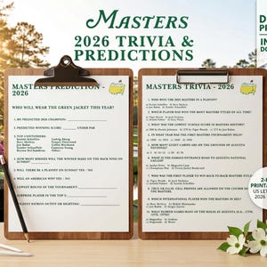 Masters 2026 Trivia and Prediction Game Printable Editable Canva Template Augusta Golf Watch Party Games Party Ice Breaker