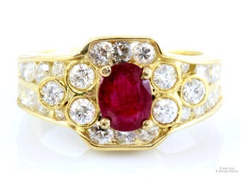 1.03ct Ruby & Diamond 18K Gold Ring - 1.38 ctw Diamonds - Size 6.25 - SKU 18434-5