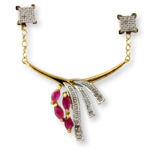 75ctw Ruby & Diamond 18K Vermeil Necklace and Earring Set - 18 in
