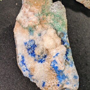 Linarite on Quartz - Blanchard Mine