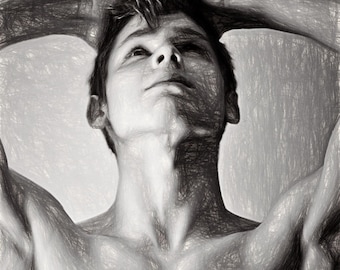 Bryce Wikman Up Gay Art Male Art Digital Download JPG by Michael Taggart Photography cute handsome shirtless black and white