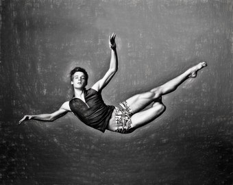 Flying Dancer Boy Gay Art Male Art Print by Michael Taggart Photography cute handsome black and white athletic dance dancing