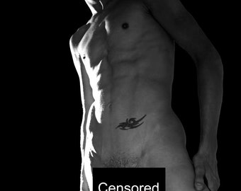 Digital Sushi Gay Art Male Art Nude Photo Print by Michael Taggart Photography black and white monochromatic muscle muscles muscular abs