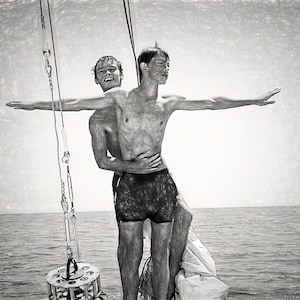 King of the World Boys Gay Art Male Art Digital Download JPG by Michael Taggart Photography black and white young love boyfriends sailing