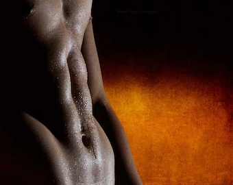 Mist Gay Art Male Art Digital Download JPG Photo by Michael Taggart Photography shirtless muscle muscular strong abs torso red orange gold