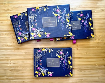 Luxury Designer Stationery, Sara Miller London Notecards, Gold Foil Seal, Gel Pen Set